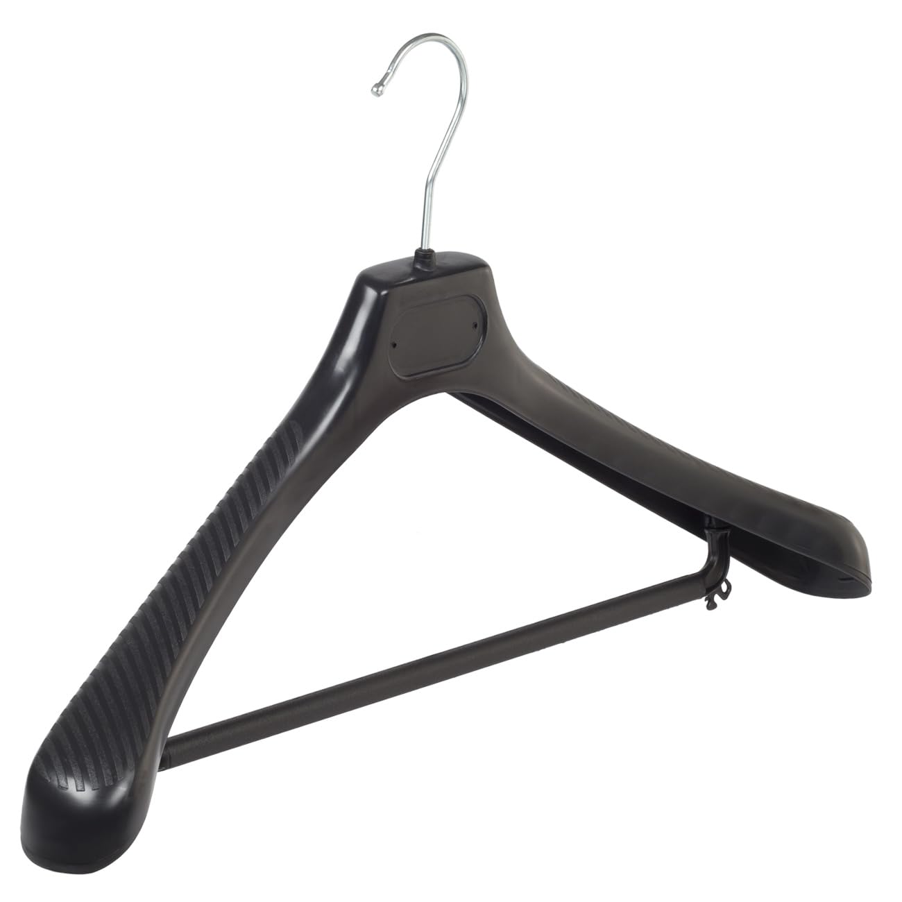 Grucce, Appendiabiti, Cappotto, Costume, Set di 10 pezzi, Plastica, Nero, Barra, Spalline Larghe, Giacca, Gancio girevole a 360°, 48 cm (LS48/B_00/10)