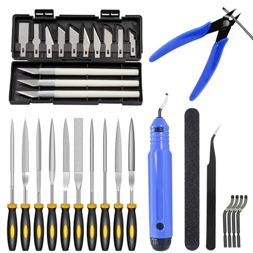 3D Drucker Werkzeug Kit, 3D Drucker Tool Kit mit 13 Unterschiedlichen Klingen 32 PCS Modell-Nachbearbeitung Professionelle Modellbau Zubehör zum Schleifen Abschluss Entgratungs