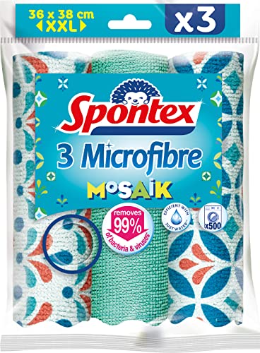 SPONTEX - Microfibres Mosaik - 3 Microfibres - Esthétiques
