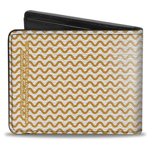 Buckle-Down Men's Foods Wallet, Bifold, Nissin Cup Noodles Vivid Wave White Orange, Vegan Leather, 4.0" x 3.5"2