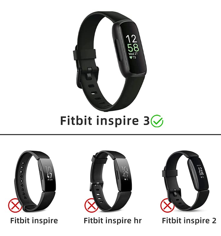 Compatible with Fitbit Inspire 3 Bands, Replacement Soft Silicone Watch Straps Soft Wristband for Fitbit Inspire 3 Fitness Tracker Women&Men (6-Pack)
