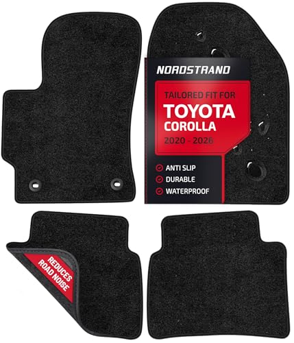 Floor Mats for Toyota Corolla 2020 2021 2022 2023 2024 2025 2026 - Custom 3D Fit - 1st and 2nd Row Set - Rubber Anti-Slip Backing - Heavy Duty 22oz Carpet Mat - All Weather Car Liner Floormats