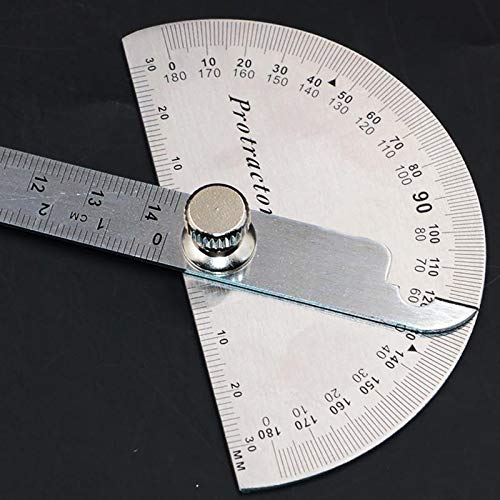 JSEIAJB 180 Degree Adjustable Protractor Multifunction Stainless Steel Roundhead Angle Ruler Mathematics Measuring Tool