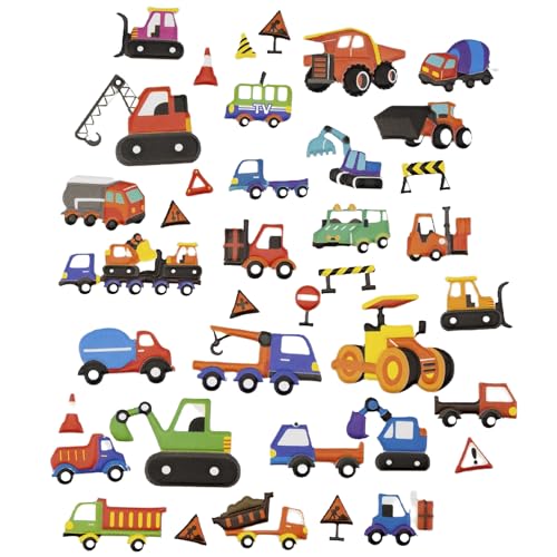 Pegatinas de coches para Niños, stickers de coches infantiles, pegatinas infantiles, Calcomanías Infantiles de vehiculos, Adhesivos de vehiculos en Relieve, 38 pegatinas