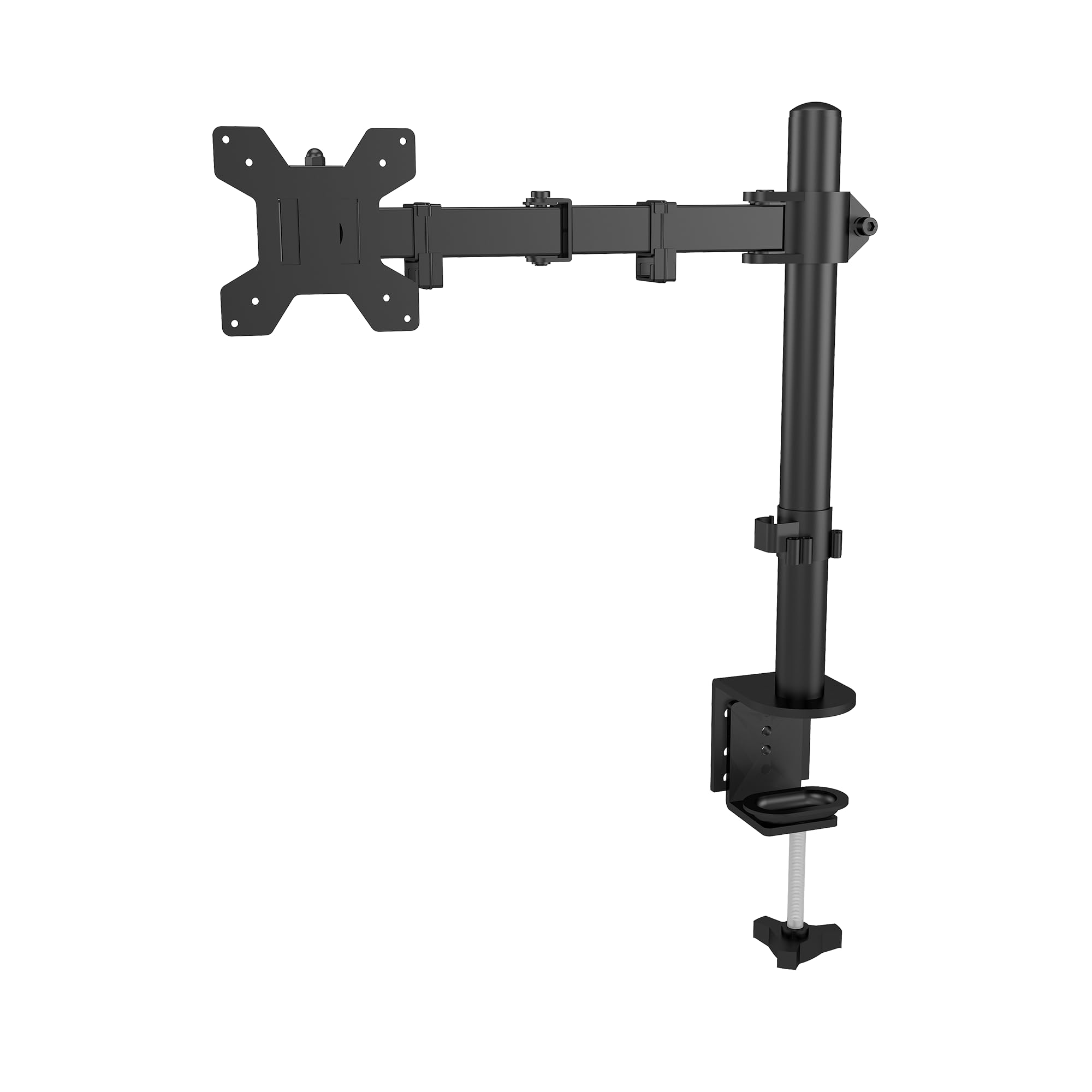 BonKaso Adjustable Single Arm Monitor Stand for Desk | Alloy Steel Durable Mount for 13”-27” Screens | 360° Rotation, Height Adjustable, Cable Management, Space Saving Monitor Arm (Black & White)-image-16