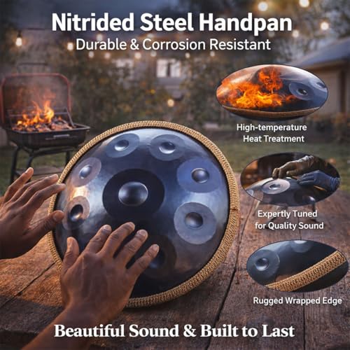 Handpan Drum D Minor para yoga y meditación 440Hz 10 notas azul miniatura 2
