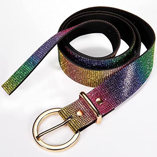 Image of Dubulle Womens Belt Chain Leather Belts Vintage Western Adjustable Elastic Double Buckle for Cowboy Pant Dress