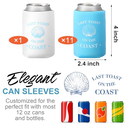 Image of 12 Count Last Toast Coast Beach Can Sleeves, 4 x 2.4 Inches