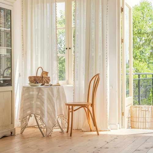 Daesar Bedroom Curtains 2 Panel Sets, Polyester Rod Pocket Window Curtains 55