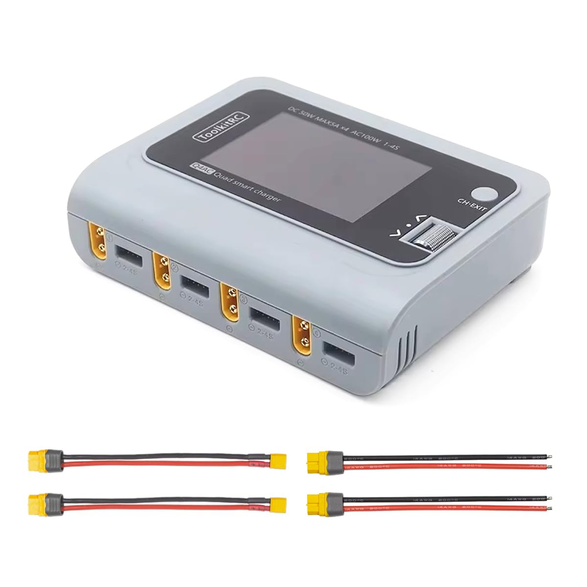 Amazon.com: ToolkitRC Q4AC RC Battery Charger 4x50W 4 Ports 1-4S