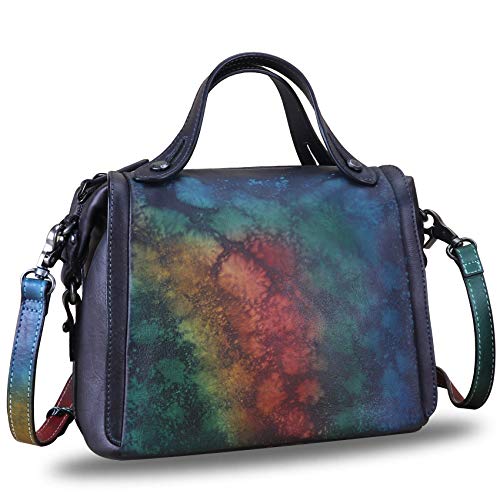 Image of Genuine Leather Satchel Purse for Women Retro Handmade Top Handle Handbag Designer Crossbody Bags