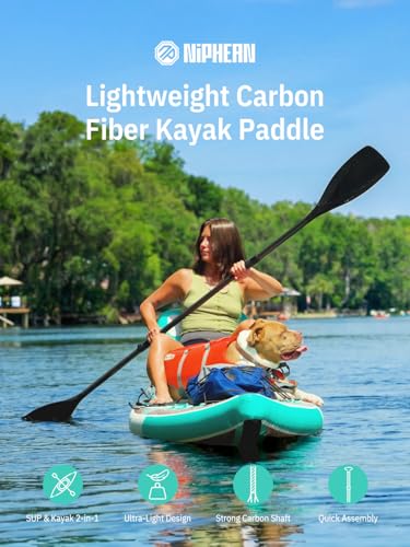 Image of niphean 3 /4-Piece Kayak Paddle, Adjustable Paddle Board Paddles, SUP Paddle | Lightweight and Durabl, Detachable Stand Up Paddle Board Accessories Oars with Aluminum Alloy Shaft and Fiberglass Blade