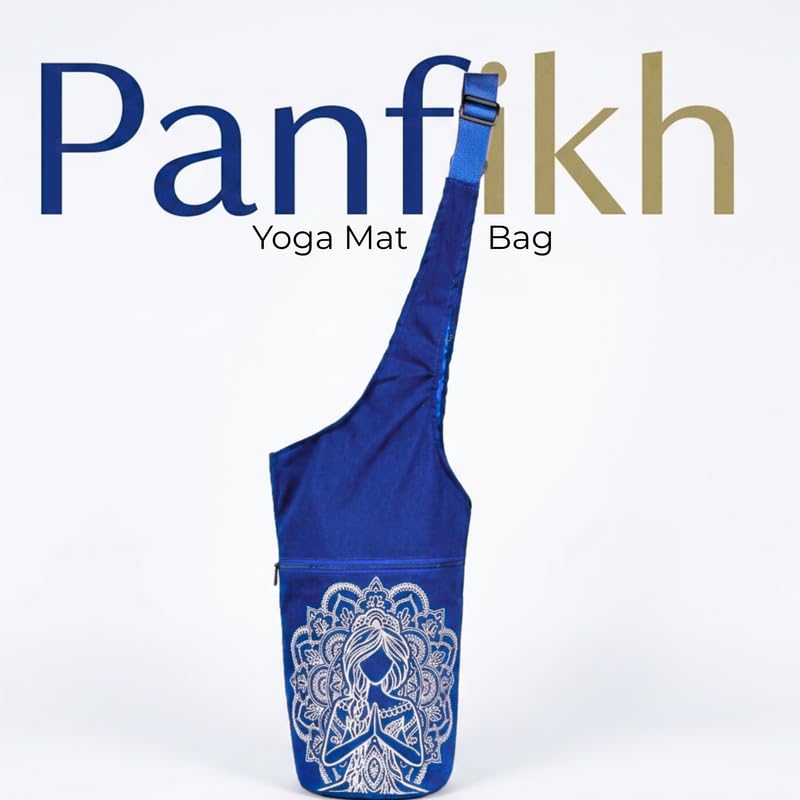 Image of Yoga Mat Bag with Pocket & Adjustable Strap - Yoga Mat Carrier for Women and Men, Gym Workout, Pilates & Travel Accessories Bag (Blue)