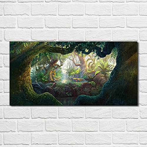 Impression sur verre haut de gamme forêt mystique pour salon chic