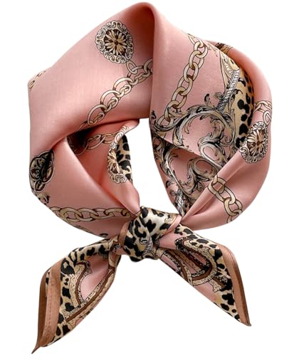kcctoo 27.5" Mulberry Silk Feeling Head Scarf Women's Fashion Square Neck Satin Scarfs for Bag Hair Scarves Gift