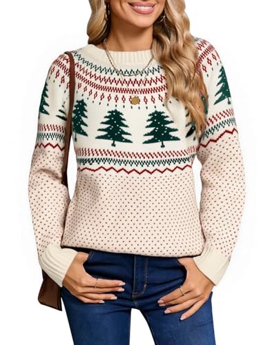 Image of Women's Vintage Fair Isle Pullover Sweater Lightweight Knit Tops