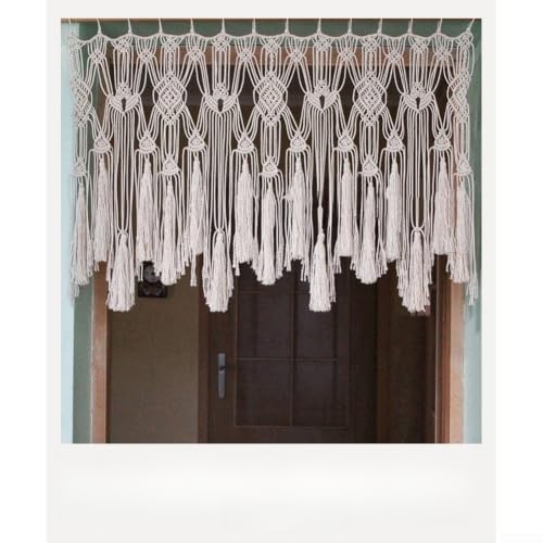 Tapiz de macramé de algodón neutro para disimular imperfecciones de paredes 3