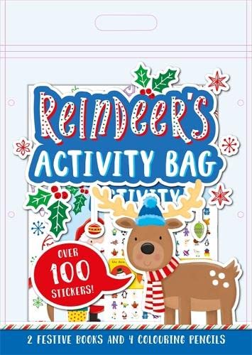 Reindeer's Activity Bag | Festive Books with Colouring Pencils and Stickers | For Christmas Gift