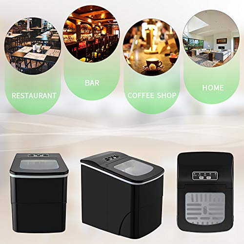 AGLUCKY Counter top Ice Maker Machine,Compact Automatic Ice Maker,9 Cubes Ready in 6-8 Minutes,26lbs/24hrs,Portable Ice Cube Maker with Ice Scoop and Baskets - Thumbnail 4