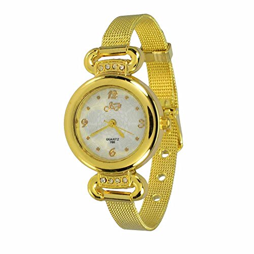 Mes-Bijoux-Bracelets Reloj de Pulsera Agujas quarzo Acero Joya Reloj Mujer Dorado wz-M0022