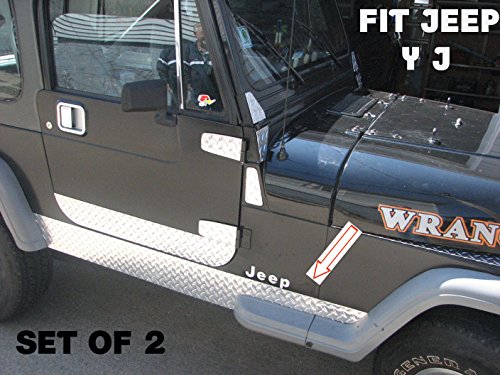Fits Jeep Wrangler Yj Aluminum Diamond Plate Side Rocker Panel Set 6" Tall #TOP4