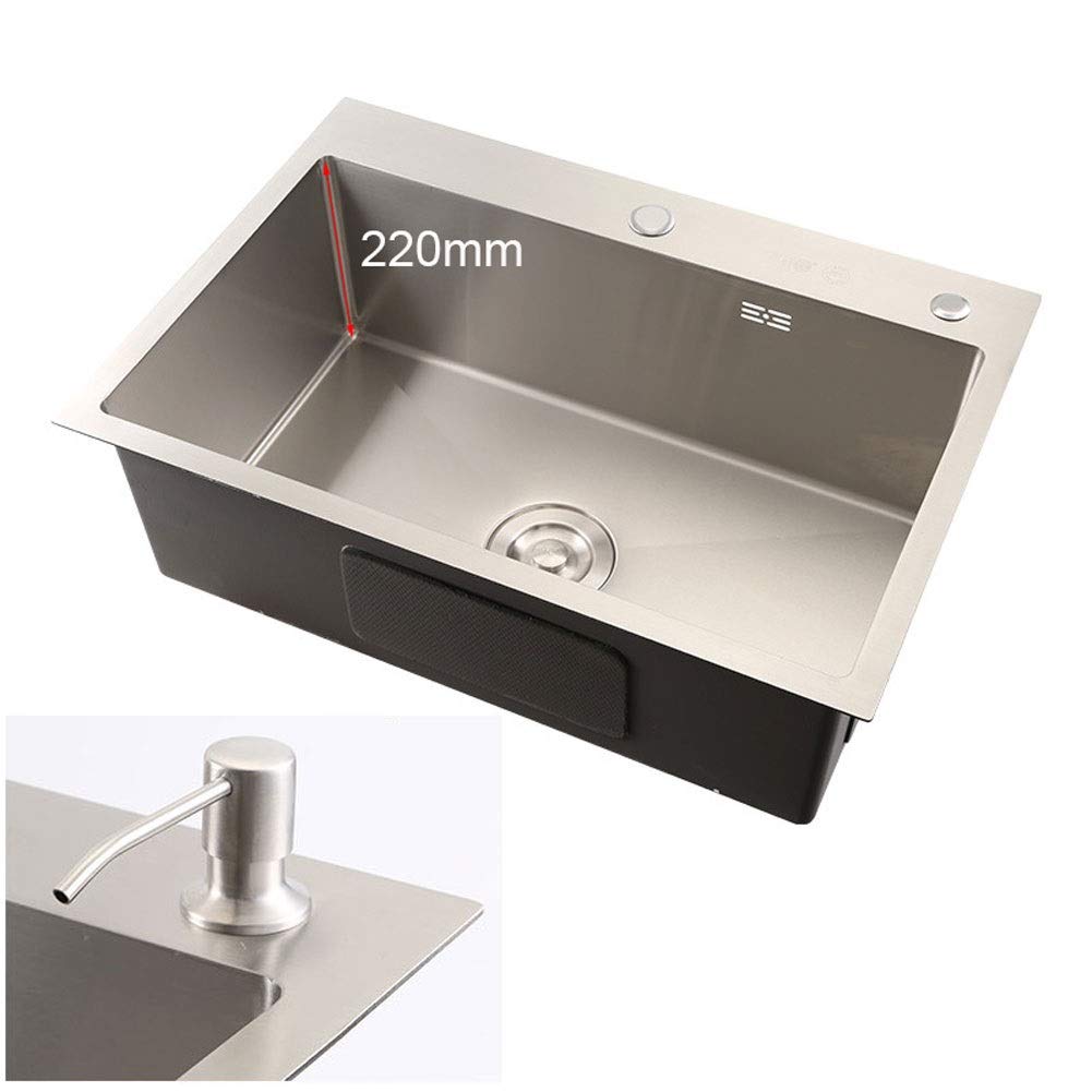 Conjunto Combinado de colador de Grifo de Fregadero de Cocina de Acero Inoxidable 304 Individual Cuadrado, con Kit Completo de plomería Escurridor de residuos Instalación empotrada de montaj