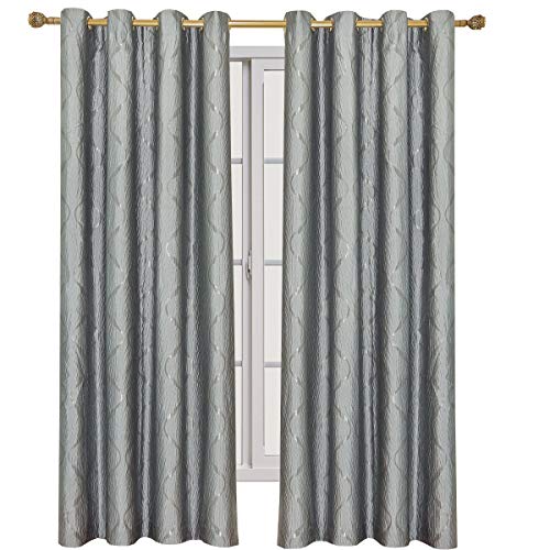Royal Tradition Laguna 104-Inch Wide X 108-Inch Long, Jacquard Set Of 2 Grommet Top Curtains, Blue #TOP4