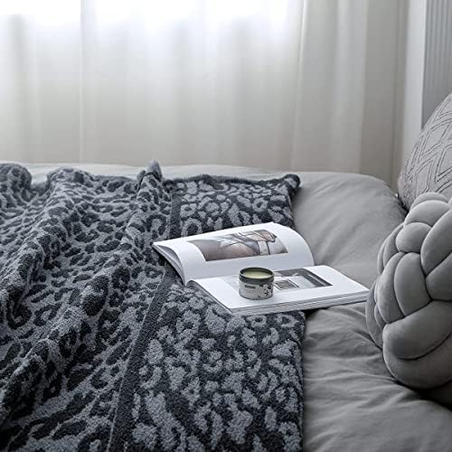 MH MYLUNE HOME Large Soft Micro Plush Leopard Blanket (71x78 inch, Dark Blue | Charcoal Grey) Warm Reversible Cheetah Blanket Leopard Pattern Throw for Sofa Couch Bed