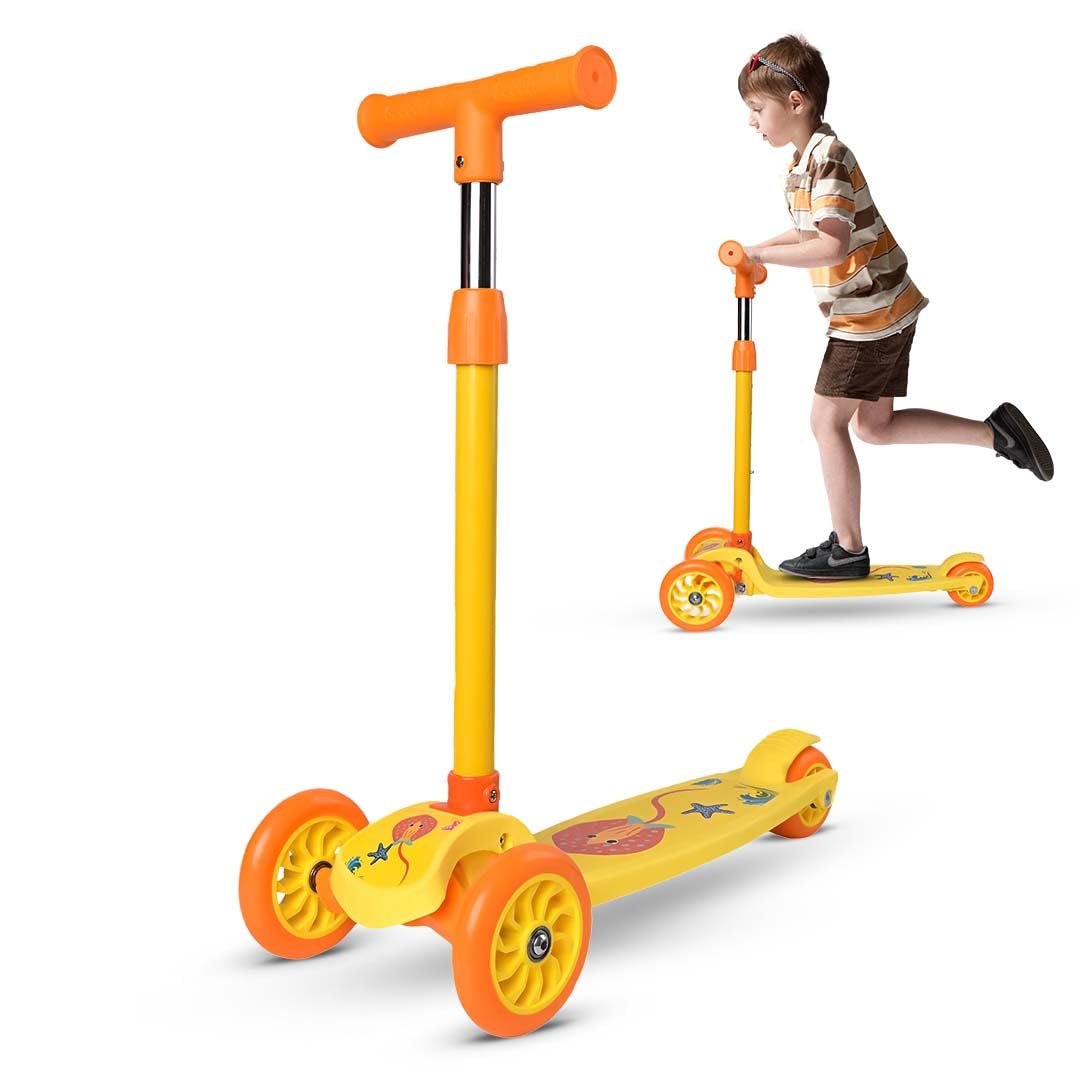 De Jure Fitness Scooter with Adjustable Height | Foldable Scooter | Skate Scooter for Kids with PVC Wheel | Max User Weight - 50 kg, Age 3+ (Orange & Yellow) (B0D59W2BPR) Amazon Price History, Amazon Price Tracker