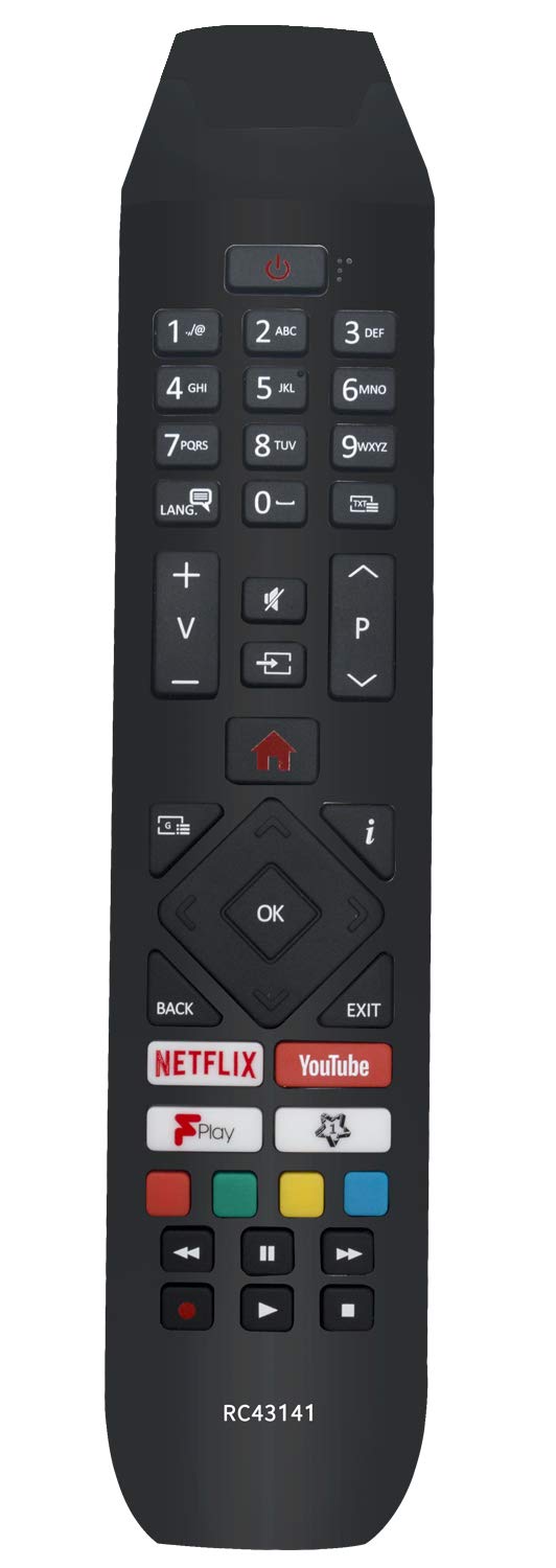 ALLIMITY RC43141 Telecomando Sostituisci per Hitachi Smart TV with Netflix 32HB26T61U 50HK25T74U 32HB26T61UA 43HB26T72U 32HB26J61UA 24HB21J65U 43HK25T74U 32HB26J61U 50HB26T72U