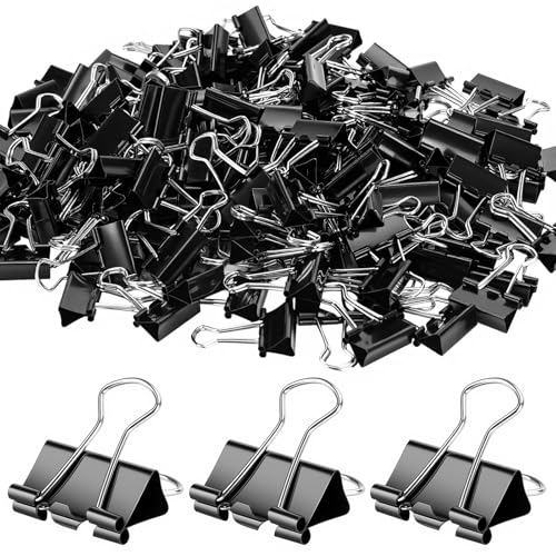 Image of OWLKELA 160 Pcs Medium Binder Clips, 1 inch, Black