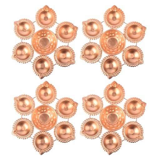 SATVIK Traditional Metal Urli for Home Dcor Set of 4 | Antique Finish Decorative Urli Bowls for Floating Flowers & Diyas | Metal Urli Centerpiece for Living Room Pooja Room & Festivals