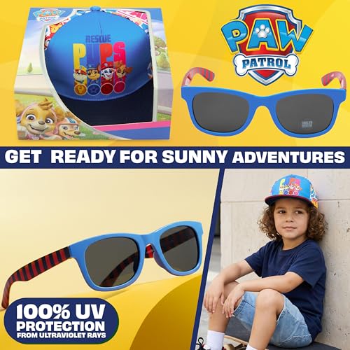 Image of Paw Patrol | Hot Wheels | Sesame Street Kids Baseball Cap & Sunglasses Set with UV Protection, Gifts for Boys 2-6