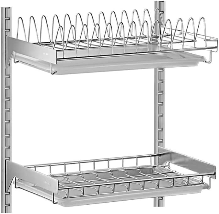 Dish Rack Dish Drainer Wall-Mounted Punch-Free Dish Rack 304 Stainless Steel Drain Rack Kitchen Drying Bowl Storage Rack Dish Drying Rack Dish Drainer Rack (Size : 2-Tier) ()