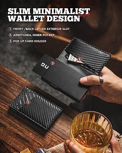 DUGRAFT Card Holder Wallet for Men, Minimalist Pop up Wallet RFID Blocking Slim Card Wallet Holds 10 Cards and Notes3