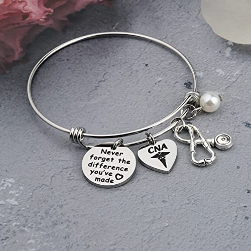 WSNANG CNA Bracelet Certified Nursing Assistant Gift Nursing School Graduation Gift Never Forget The Difference You've Made Bracelet4