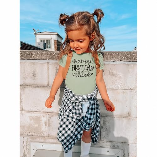 Image of GLIGLITTR Girls Happy First Day of School Shirt Kids Boys Kindergarten 1st 2nd 3rd Grade T-Shirt Back to School Outfit Tops