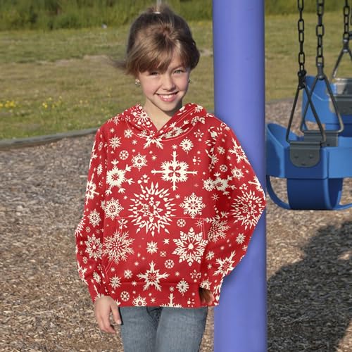 Kids Hoodies Sweaters Christmas Xmas Snowflake Hooded Sweatshirts with Big Pockets for Boys Girls B04000924