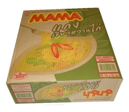 Mama Instant Noodle Chicken Green Curry, 55g X 30 Packages (1 Case)