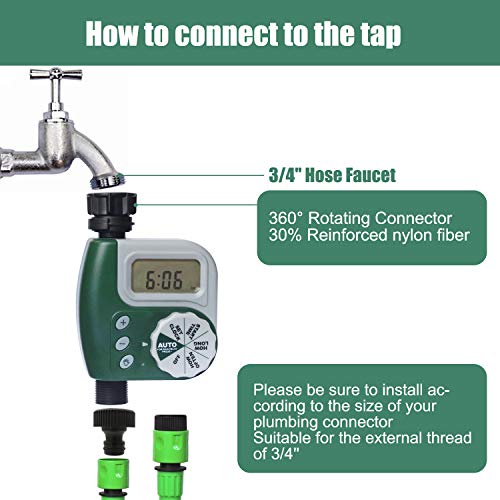 DEWINNER Hose Water Timer, Digital Water Faucet Garden Lawn Sprinkler Irrigation Electronic Programmable Irrigation System, Rain Delay Controller - Thumbnail 2