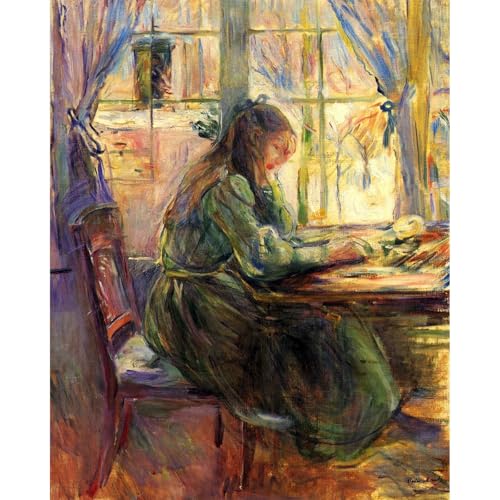 Impression giclée Morisot Jeune fille écrivant grand format 101x127 cm toile haut de gamme