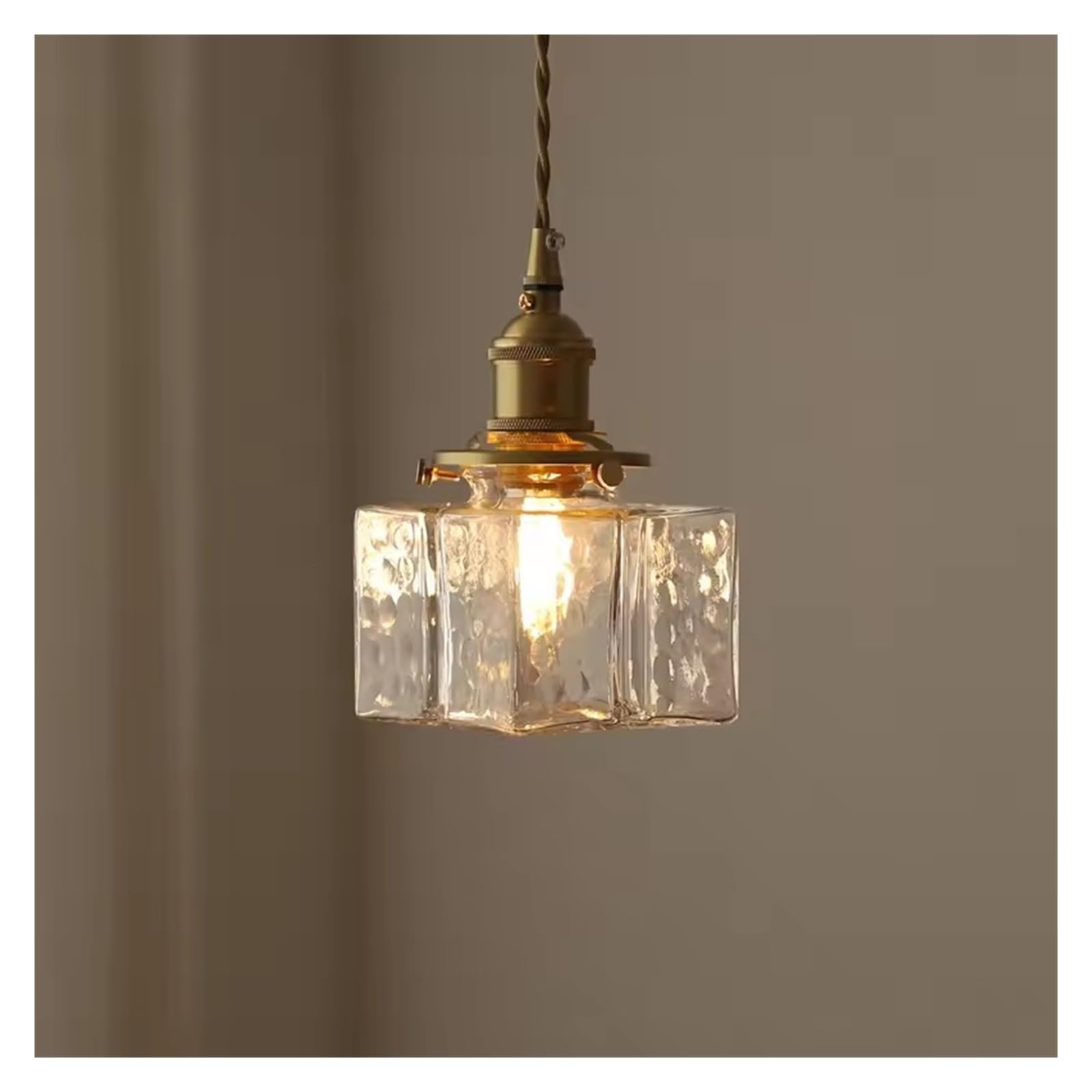 Jybnbbe Light Japanese Retro Glass Chandelier Nordic Simple Bedside Pendant Luxury Creative Restaurant Balcony Brass Led Hanging Lamp,D13.5cm