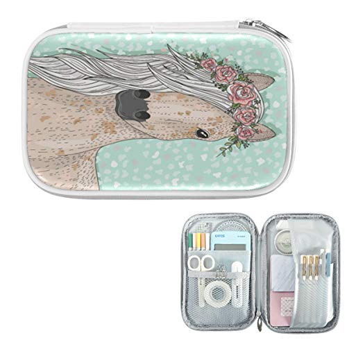 Image of Animal Floral Horse Pencil Bag Case Zipper Pencil Holder Organizer Stationary Pen Bag Cosmetic Makeup Bag Pouch Purse for School Office Supplies