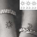 Waterproof Temporary Tattoo Sticker Small Cross Sun And Moon On Finger Ear Tatto Flash Tatoo Tattoos For Girl Women Men