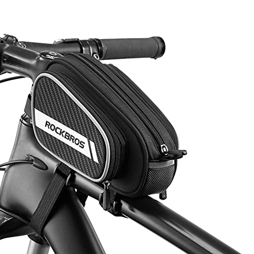 ROCKBROS Bike Frame Bags Top Tube Bike Bag Bike Pouch Bike Storage Bag Black Bike Bag for Bicycles Suitable for Most Road Bike, Mountain Bike