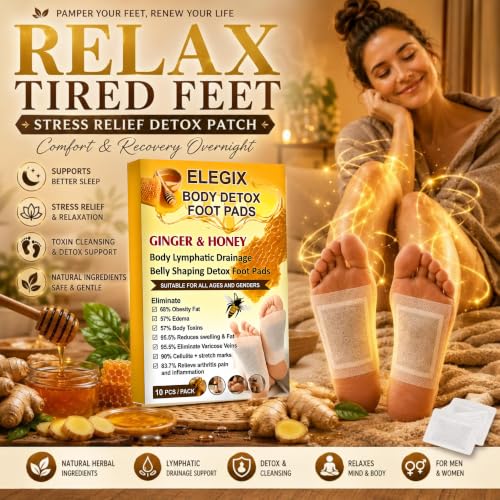 Image of Foot Patches - Stress Relief Detox Patch with Ginger, Lymphatic Drainage And Toxin Cleansing Pads - Deep Sleep Support Foot Pads for Men And Women (10 Patches - Pack Of 1)