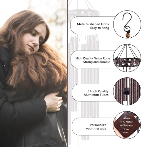 Image of ASTARIN Personalized Memorial Wind Chimes, Customized Wind Chime for Loss of Loved One /Mother /Father, Wind Chimes for Outside Garden Decoration, Sympathy Gifts for Women /Man