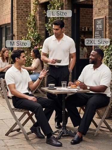 Image of Leriya Fashion Polo T Shirt for Men | Textured Polo T Shirts for Men | Smart Casual Half Sleeve T-Shirt for Mens, Breathable Cotton Knit Collar T Shirts