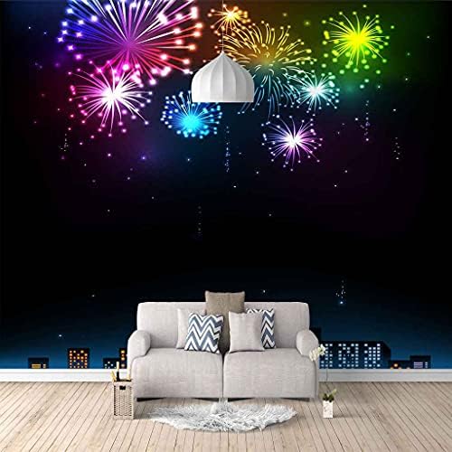 LYSYMO Wall Murals Wallpaper Christmas Fireworks Wallpaper Photo Poster Sofa Kids Adults TV Backdrop Playroom Self-Adhesive Canvas Wallpaper Wall