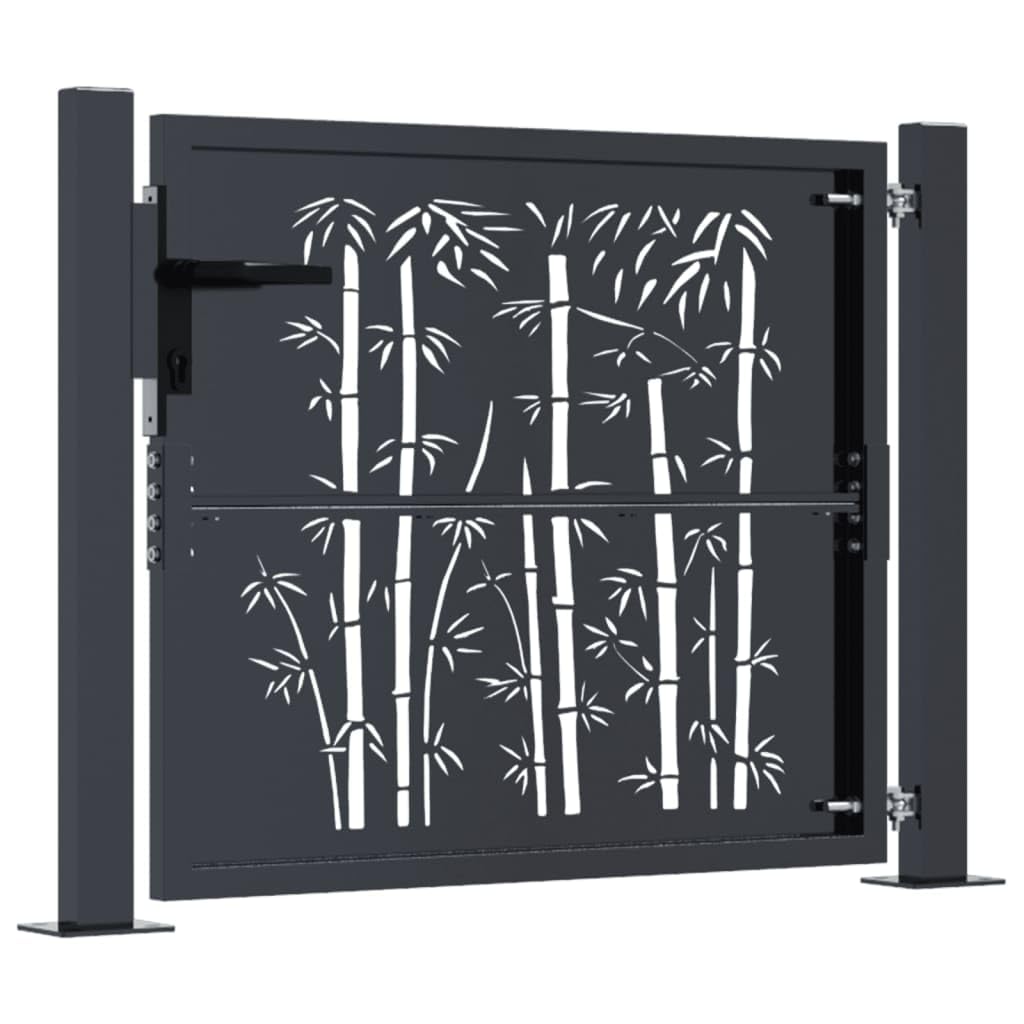 Cancello Giardino Antracite 105x105 cm in Acciaio Design bambù, Cancello Esterno, Cancello Giardino Esterno, Cancelletto Giardino, Cancelletto Pedonale, Cancelli in Ferro